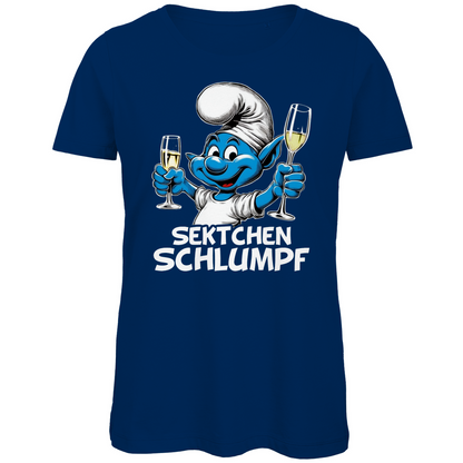 Sektchen Schlumpf Grafik - Damen Premium Bio T-Shirt Navy