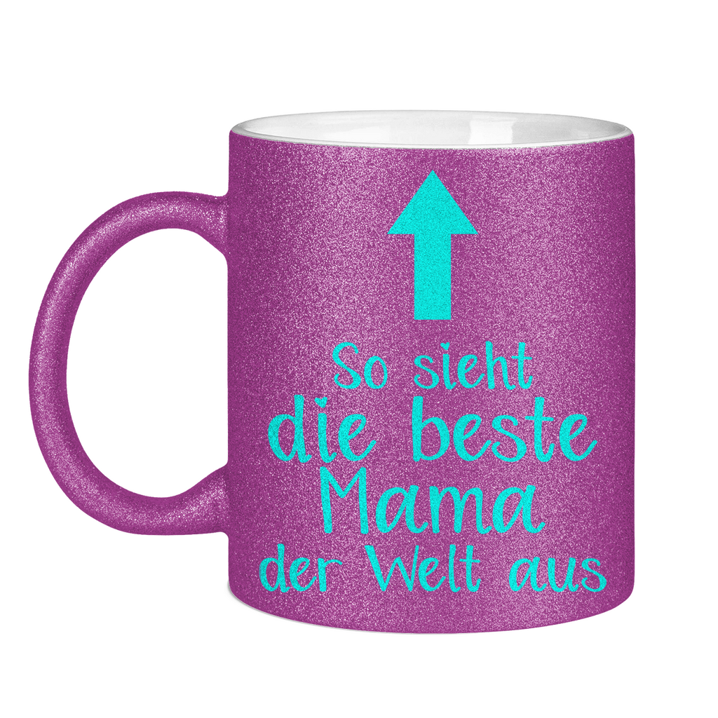 So sieht die beste Mama der Welt aus - Glitzertasse Purple Glitter