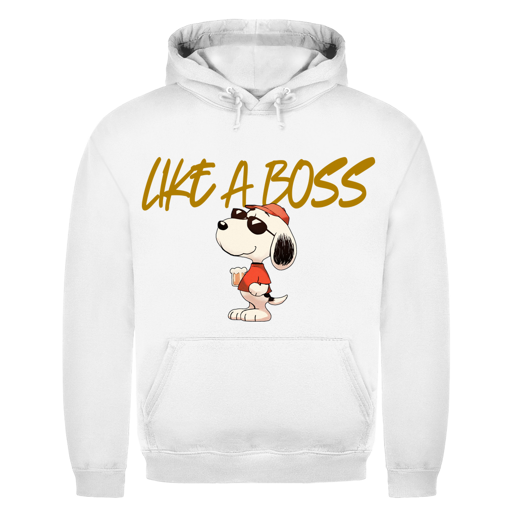 Peanuts Snoopy mit Bier Like a Boss - Herren Hoodie Arctic White