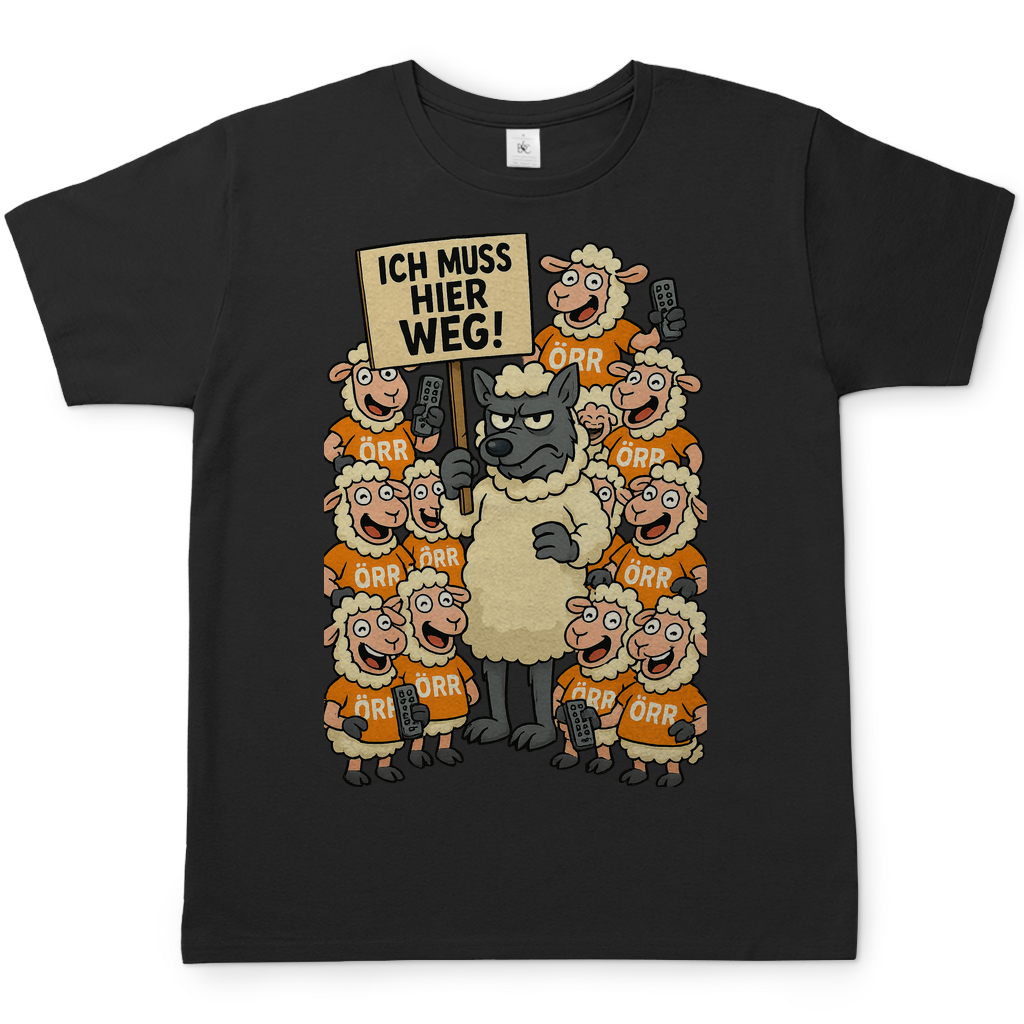 Wolf unter Schlafschafen ich muss hier weg - Herren T-Shirt Black