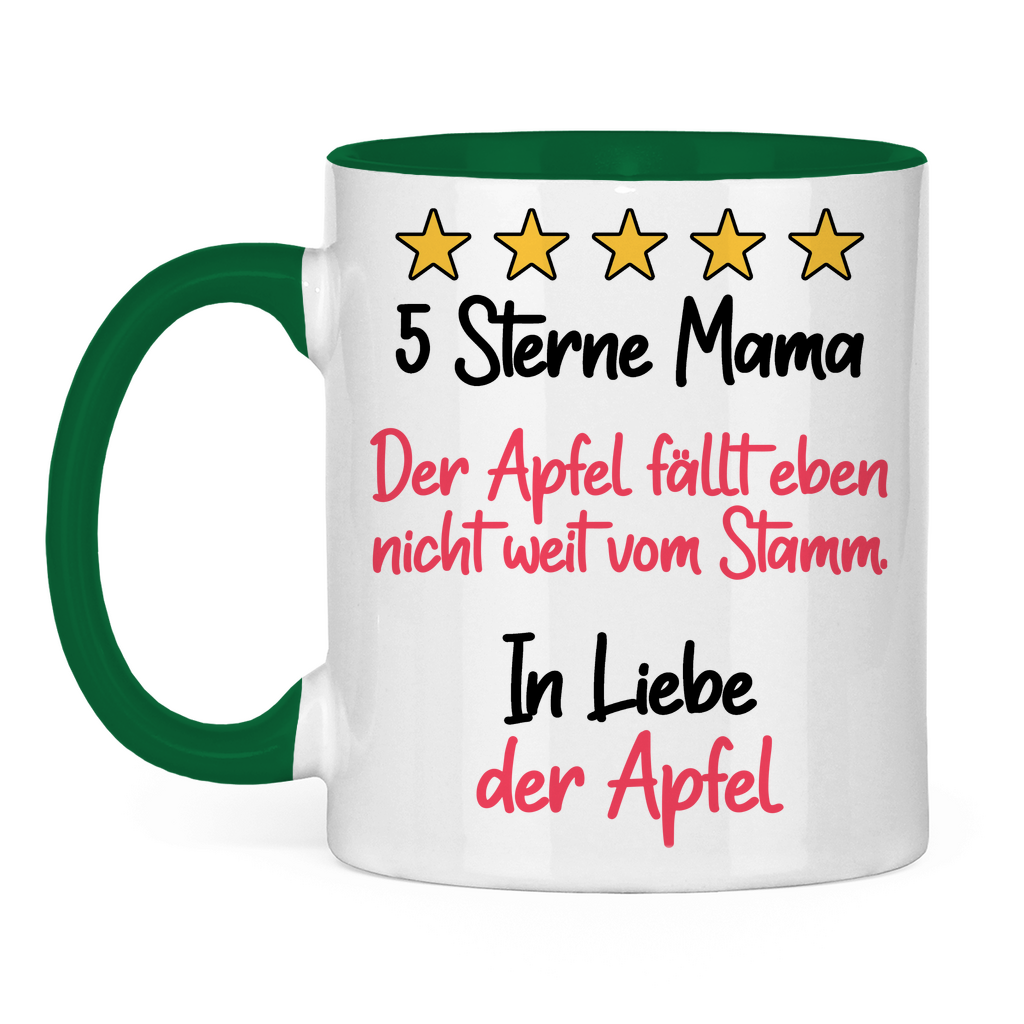 5 Sterne Mama in liebe der Apfel - Tasse zweifarbig