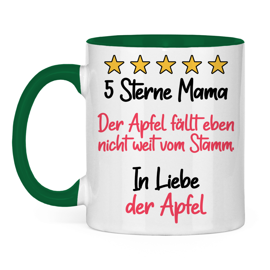 5 Sterne Mama in liebe der Apfel - Tasse zweifarbig Green