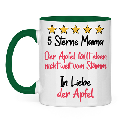 5 Sterne Mama in liebe der Apfel - Tasse zweifarbig