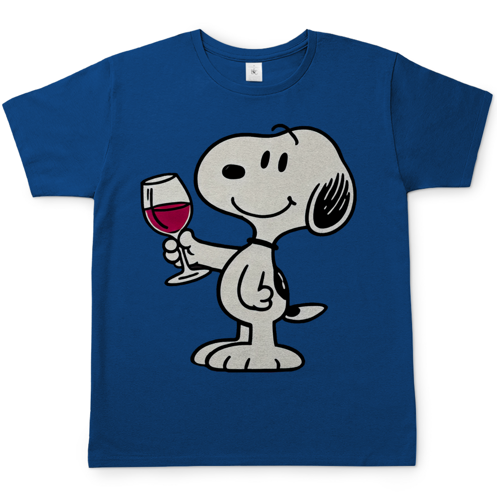 Snoopy mit Wein - Die Peanuts - Herren Shirt Royal Blue