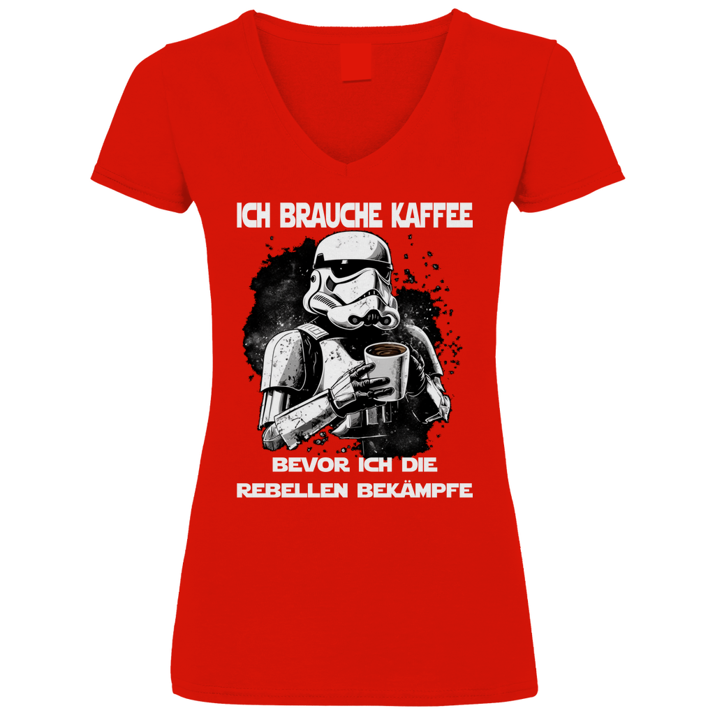 Ich brauche Kaffee - Stormtrooper - V-Neck Damenshirt