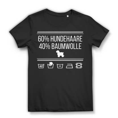 Damen Premium Bio Shirt „60% Hundehaare 40% Baumwolle“ Lustig Hund Geschenk Black