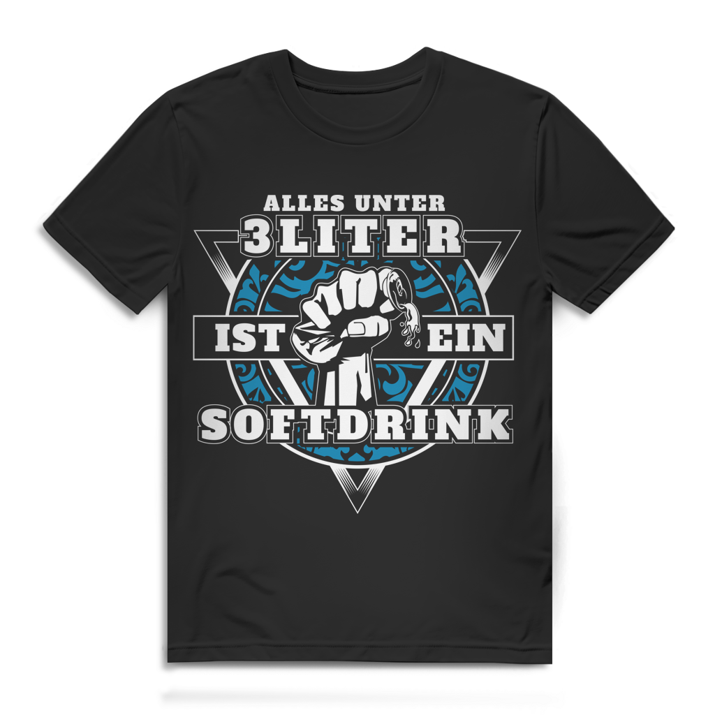 Männer Bio Shirt „Alles unter 3 Liter ist ein Softdrink“ Hubraum Tuning Geschenk Black