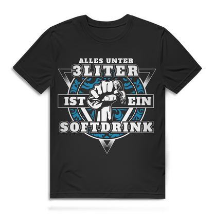 Männer Bio Shirt „Alles unter 3 Liter ist ein Softdrink“ Hubraum Tuning Geschenk Black