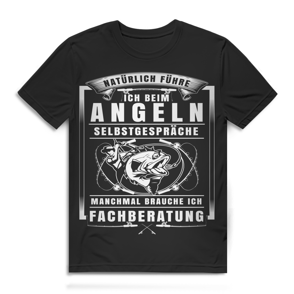 Angler Shirt Herren – "Natürlich führe ich beim Angeln selbstgespräche brauche Fachberatung" Black