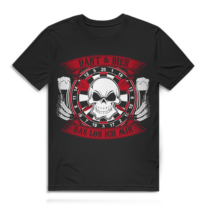 Geschenk für Dartspieler – Funshirt „Dart und Bier das lob ich mir“ Männerabend Humor Black