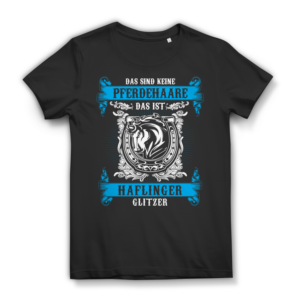 Haflinger Shirt Damen – Lustiger Reiterspruch "Das sind keine Pferdehaare das ist Haflinger Glitzer" Black