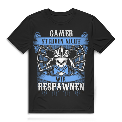 Gamer Funshirt – Respawn statt Game Over – Männer T-Shirt Black