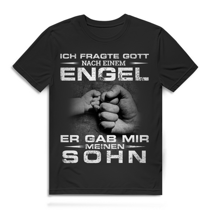 "Ich fragte Gott nach einem Engel er gab mir meinen Sohn" Vater-Sohn T-Shirt mit Engel-Spruch Herren Black
