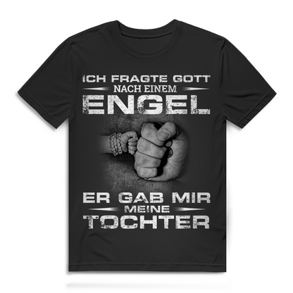 Papa Tochter Shirt – "Ich fragte Gott nach einem Engel er gab mir meine Tochter" Engel Spruch Shirt Black