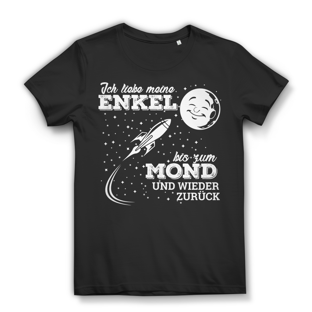 Oma Shirt Damen – "Ich liebe meine Enkel bis zum Mond und wieder zurück" – T-Shirt für Großmutter Black