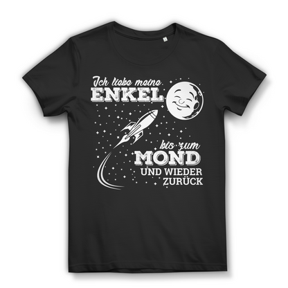 Oma Shirt Damen – "Ich liebe meine Enkel bis zum Mond und wieder zurück" – T-Shirt für Großmutter Black