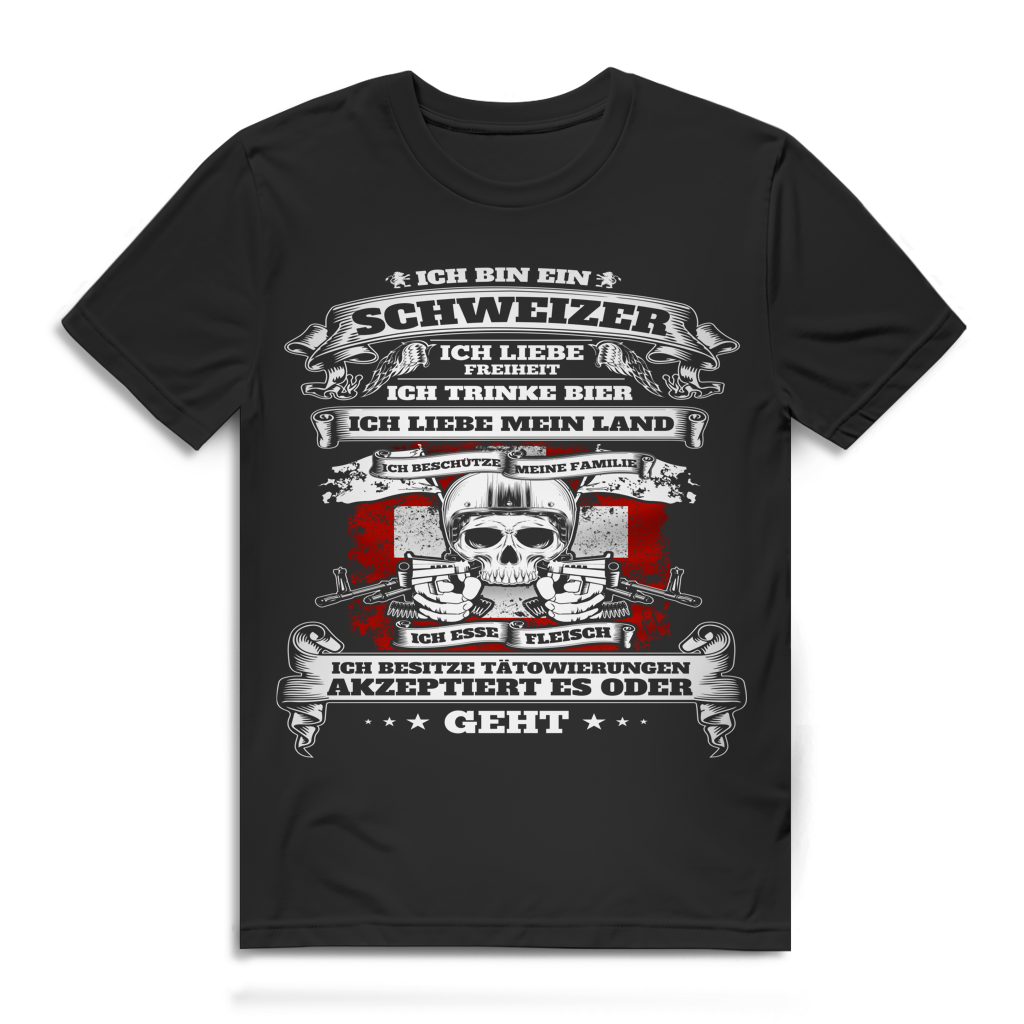 Schweizer Shirt Männer – Ich liebe mein Land – Freiheit &amp; Bier Black