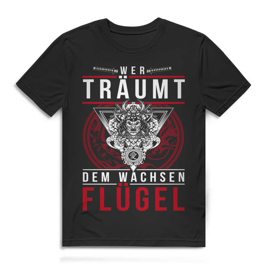 Asia Style Shirt – Traum Spruch mit Samurai und Flügel-Bedeutung Black