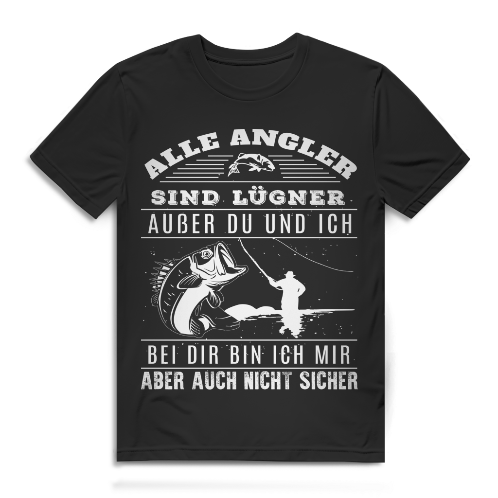 Alle Angler sind Lügner – Angelshirt Männer mit Spruch Black