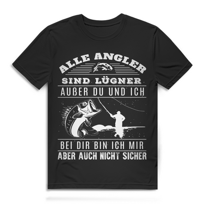 Alle Angler sind Lügner – Angelshirt Männer mit Spruch Black