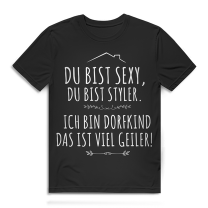 Dorfkind vs Styler – Lustiges T-Shirt fürs Landleben mit Dorfkind-Spruch Black