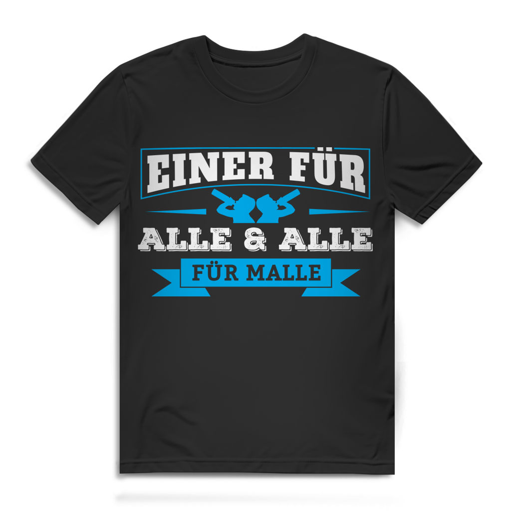 Mallorca Shirt – Einer für alle &amp; alle für Malle – Partyshirt Männer Crew Black