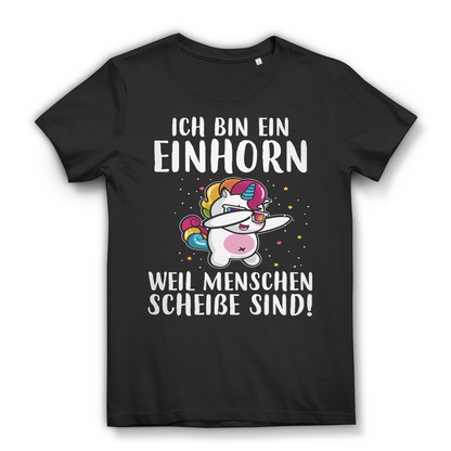 Ich hasse Menschen Shirt – Einhorn mit Spruch – Lustiges Damen Funshirt Black