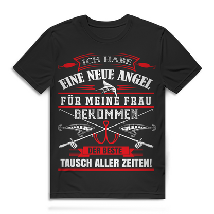 Angelshirt Männer – Neue Angel für Frau bekommen – Lustiges Funshirt Black