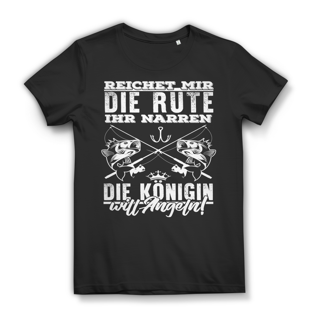 Anglerinnen Shirt – Die Königin will Angeln – Lustiger Spruch für Frauen Black