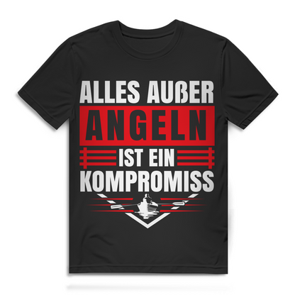 Angelshirt Männer – Lustiges Angler Spruch Shirt – Kompromisslos Angeln Black
