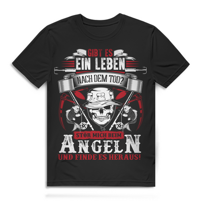 Lustiges Angler Shirt – Stör mich beim Angeln – Skull Design für Fischer Black