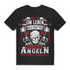 Lustiges Angler Shirt – Stör mich beim Angeln – Skull Design für Fischer Black