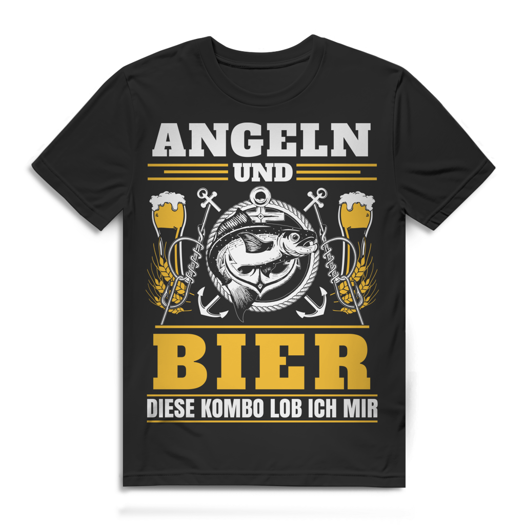 Angler Shirt mit Bier Spruch – Perfekt für Männer die fischen &amp; trinken Black