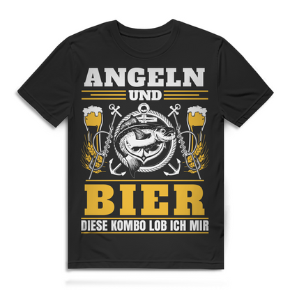 Angler Shirt mit Bier Spruch – Perfekt für Männer die fischen &amp; trinken Black