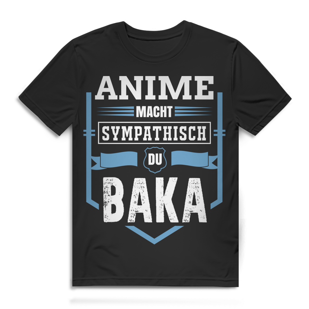 Anime Spruch Shirt Männer – Du Baka – Geschenk für Manga Fans Black