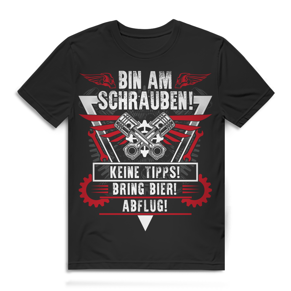 Tuning Shirt Männer – Bin am Schrauben! Werkstatt Humor T-Shirt Black