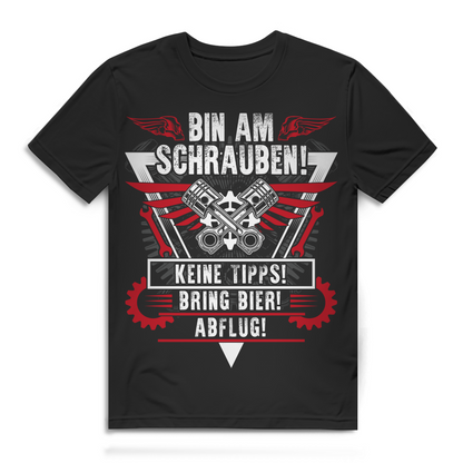 Tuning Shirt Männer – Bin am Schrauben! Werkstatt Humor T-Shirt Black