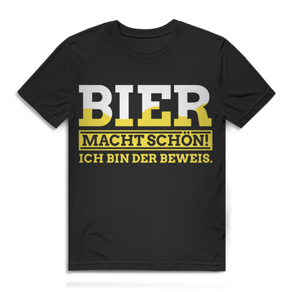 Bier macht schön! Ich bin der Beweis – Lustiges Herren T-Shirt für Bierfans Black