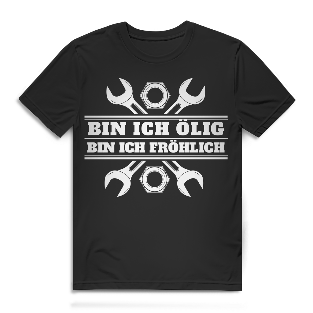 Männer Shirt Werkstatt – Bin ich ölig, bin ich fröhlich – Schrauber T-Shirt Black