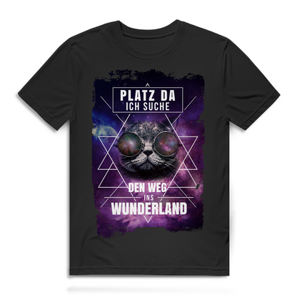 Platz Da Ich Suche Den Weg Ins Wunderland Katze Herren Premium Bio T-Shirt Black