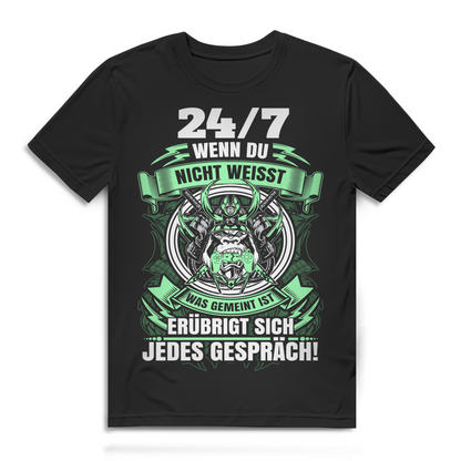 Gaming Bio Shirt Männer – 24/7 Spruch für Zocker und Controller-Krieger Black