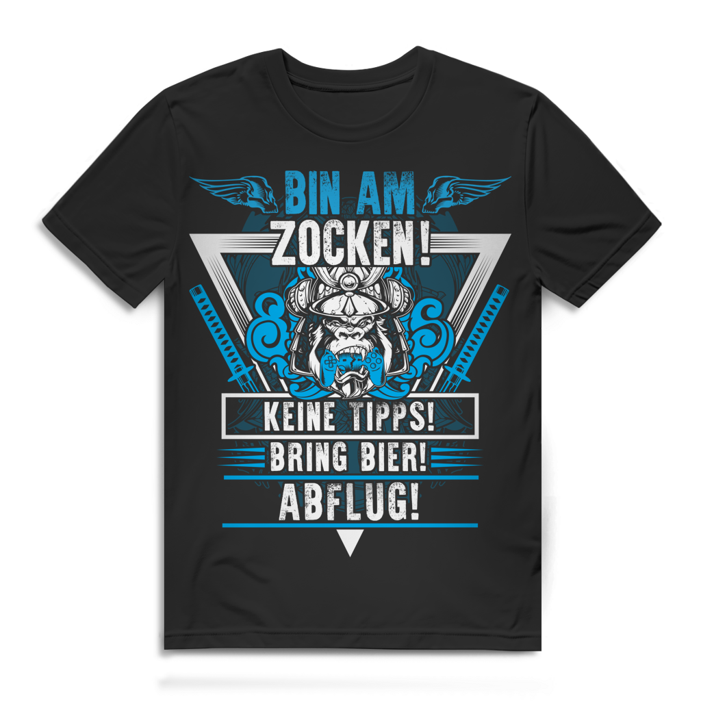 Bin Am Zocken Keine Tipps Bring Bier Abflug Gaming Herren Premium Bio T-Shirt Black