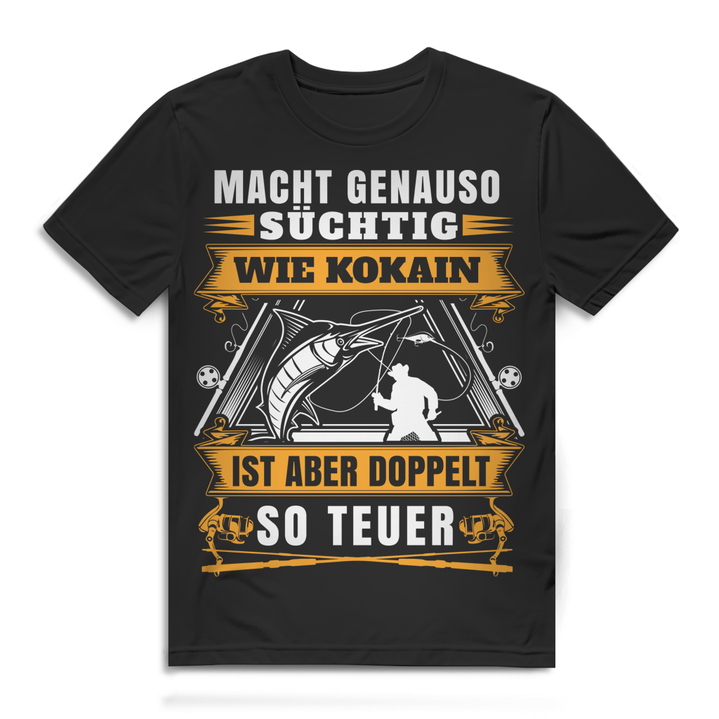 Herren Angler Shirt – Süchtig nach Angeln – Premium Bio Baumwolle Black