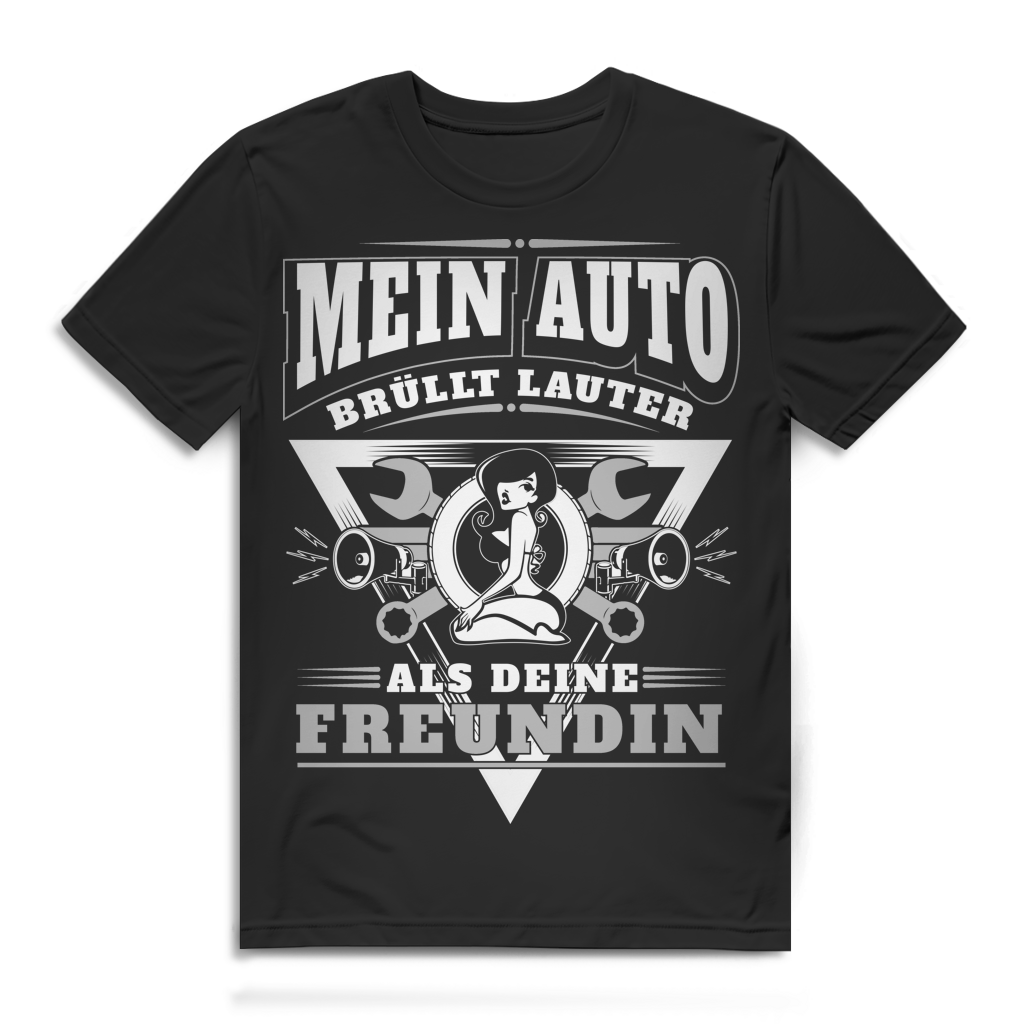 Auto Shirt Männer – Mein Auto ist lauter als deine Freundin – Geschenk Schrauber Black