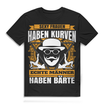 Herren T-Shirt Echte Männer haben Bärte Bart Shirt Sexy Frauen Kurven Black