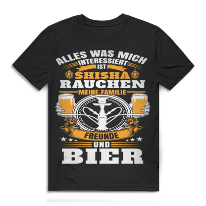 Shisha Shirt mit Bier Motiv – Alles was zählt ist Rauchen, Freunde und Bier Black