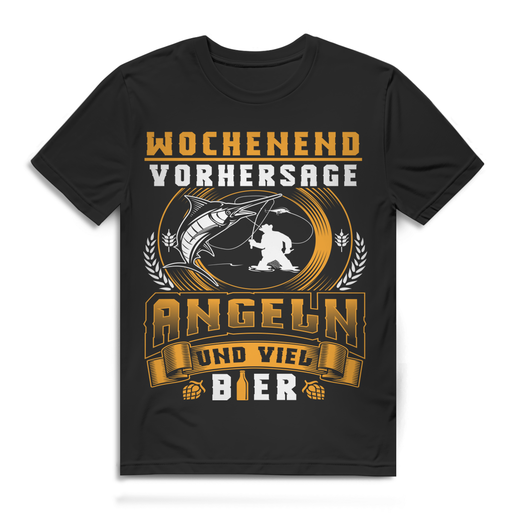 Herren T-Shirt Wochenend Vorhersage Angeln und viel Bier Black