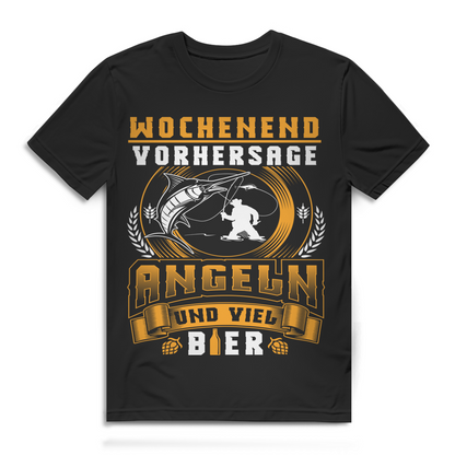 Herren T-Shirt Wochenend Vorhersage Angeln und viel Bier Black