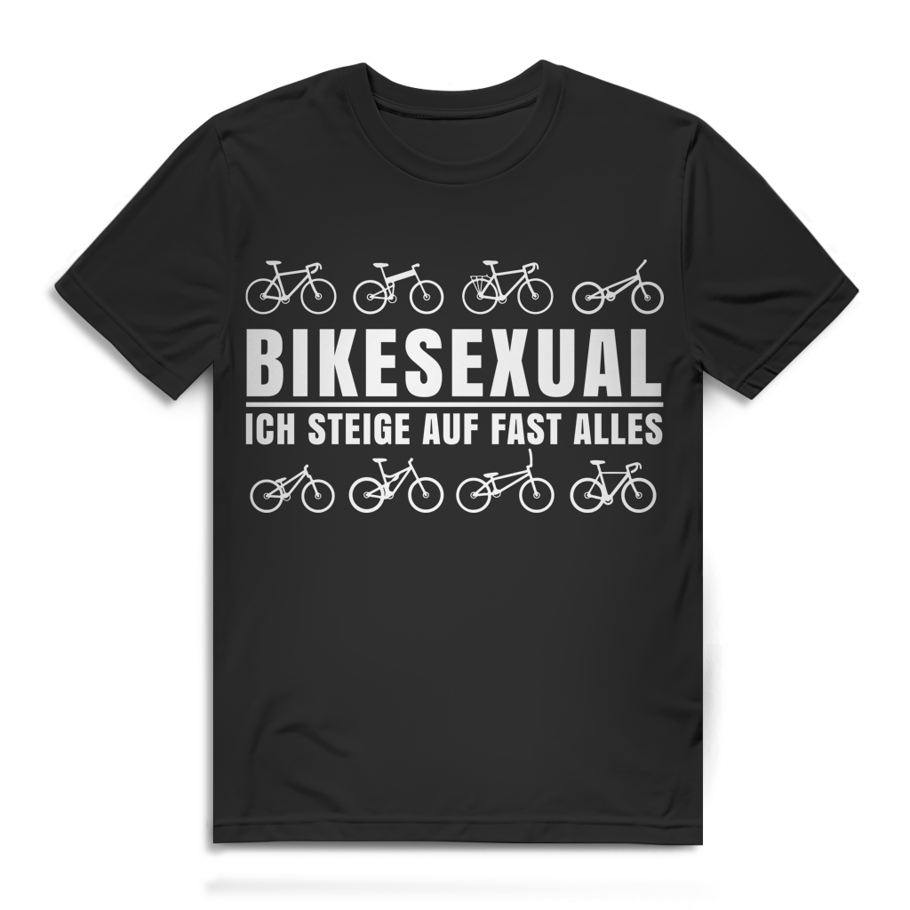 Fahrrad T-Shirt Herren – Bikesexual Spruch – Geschenk für Radfahrer mit Humor Black