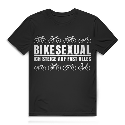 Fahrrad T-Shirt Herren – Bikesexual Spruch – Geschenk für Radfahrer mit Humor Black